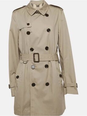 Burberry Khaki Trench Coat with Belted Waist
